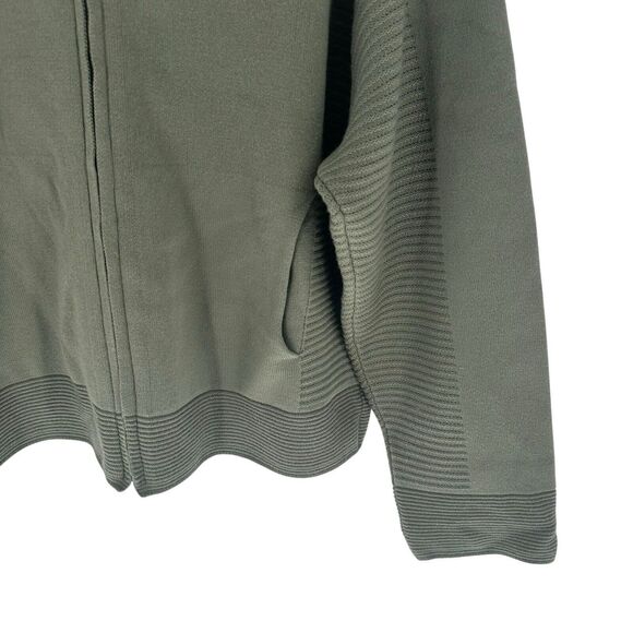 Pleats Please Issey Miyake Sweater Womens 3 Green Cardigan Hooded Zip Casual - Picture 7 of 13